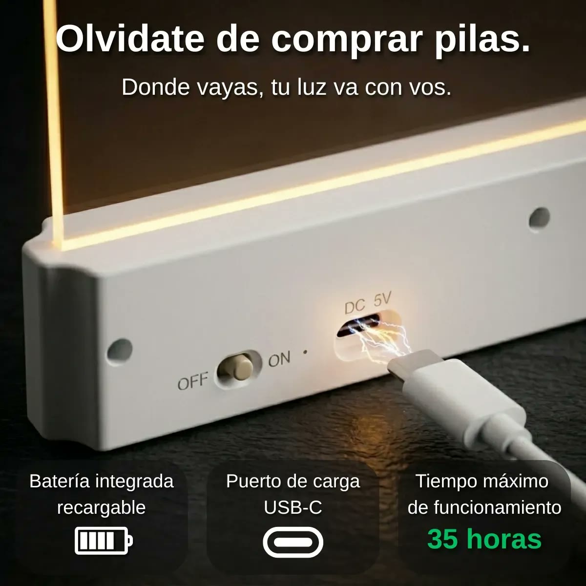 Luz de Lectura LED Recargable 2 en 1 con Temporizador