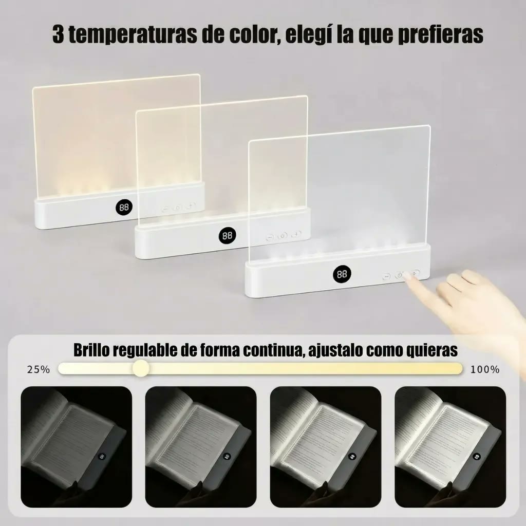 Luz de Lectura LED Recargable 2 en 1 con Temporizador