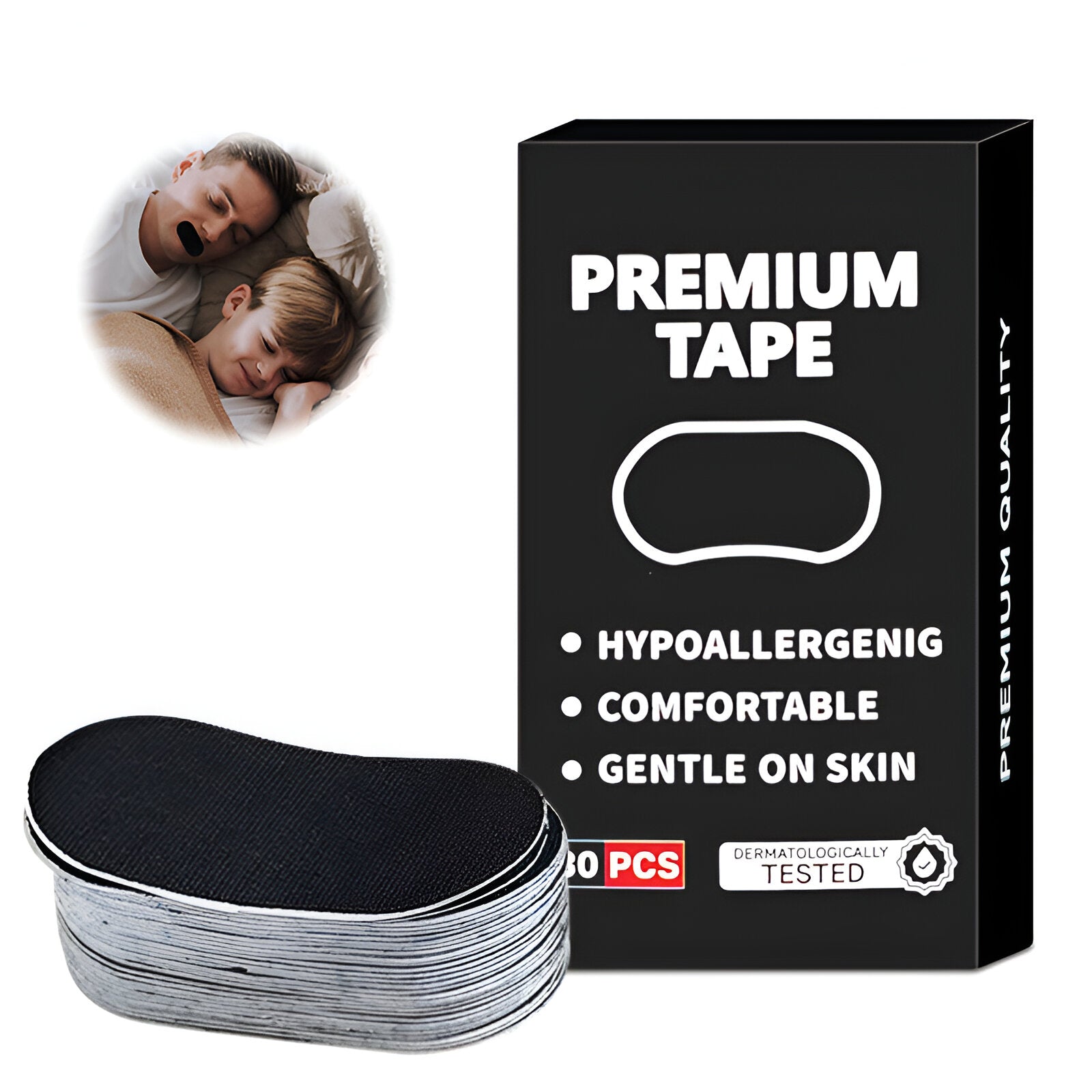 Tiras Bucales Para Dormir (X30 unidades) – Negro