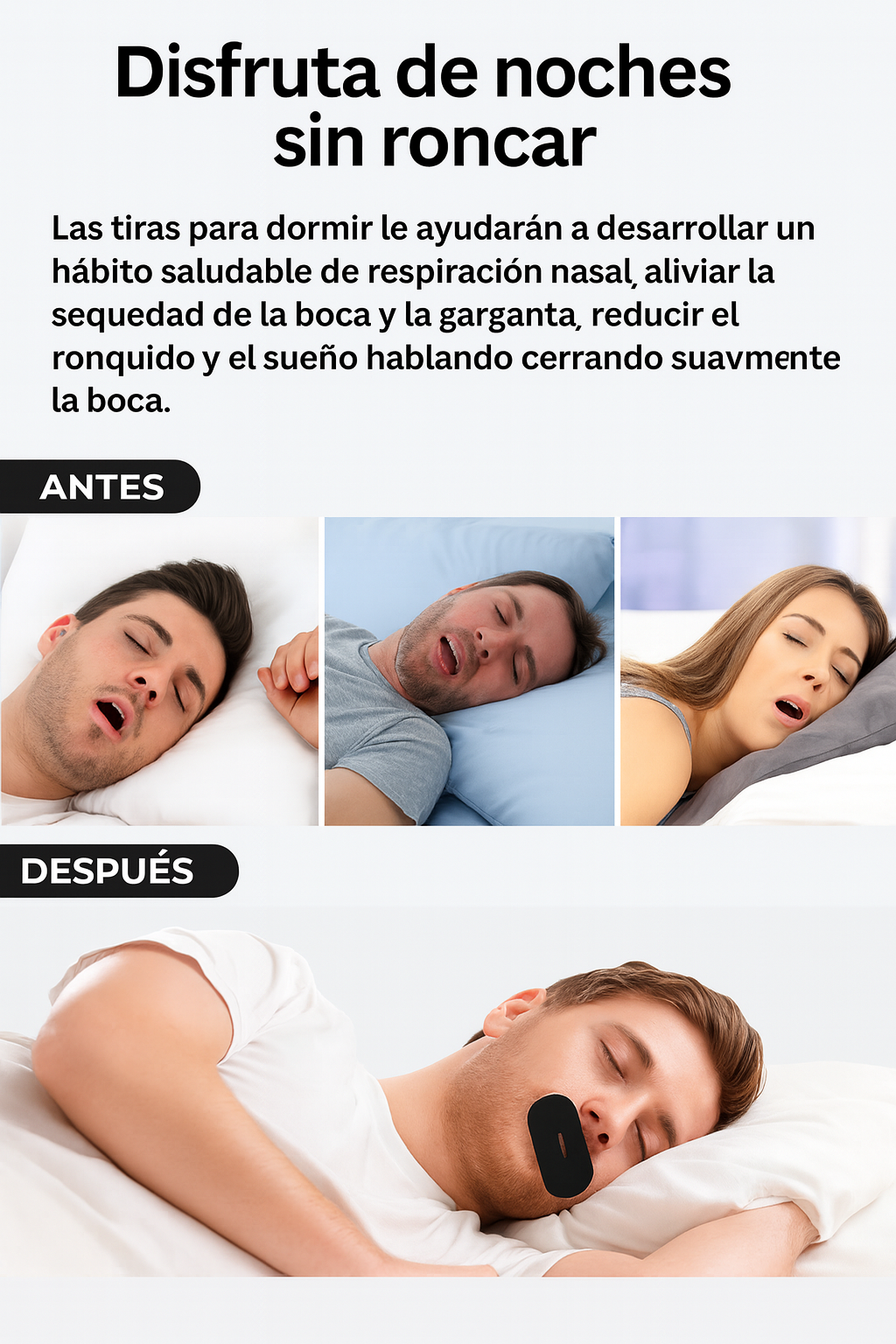 Tiras Bucales Para Dormir (X30 unidades) – Negro